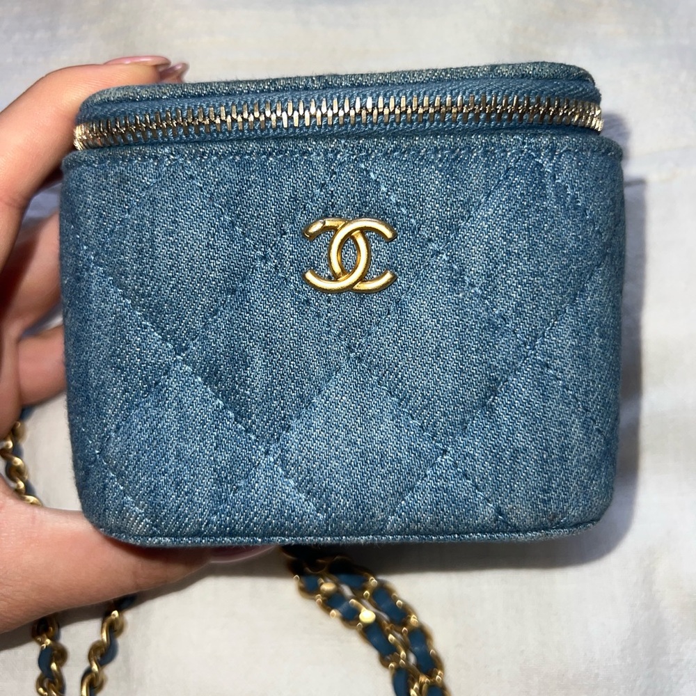 Chanel Pearl Crush Denim Mini Vanity on a Chain - Picture 8 of 11